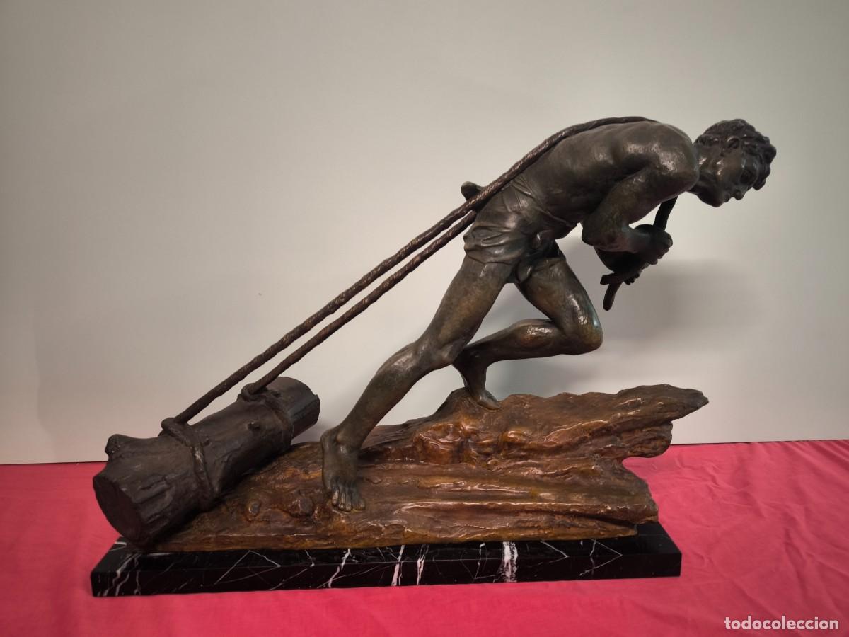 Arte: ESCULTURA ART DECO &rdquo; L&acute;EFFORT &rdquo; EPOCA 1920 FIRMADA E.DROUOT