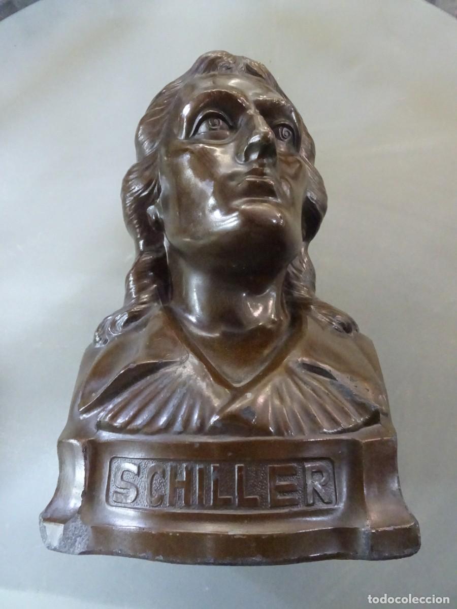 Arte: BUSTO DE FRIEDRICH SCHILLER POETA ALEMAN EN CALAMINA TECXX 526