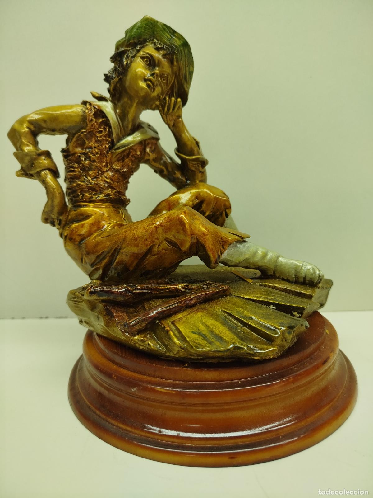 Arte: Antigua Figura Marmolina &rdquo;Ni&ntilde;o Pastor&rdquo; - G. Ruggeri (Para restaurar / M&uacute;ltiples roturas)