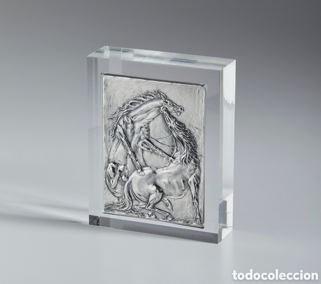 Arte: MESSINA FRANCESCO (1900 - 1995) GIOCO DI CAVALLI . bajorrelieve sobre placa de plata. 16,50x13 cms