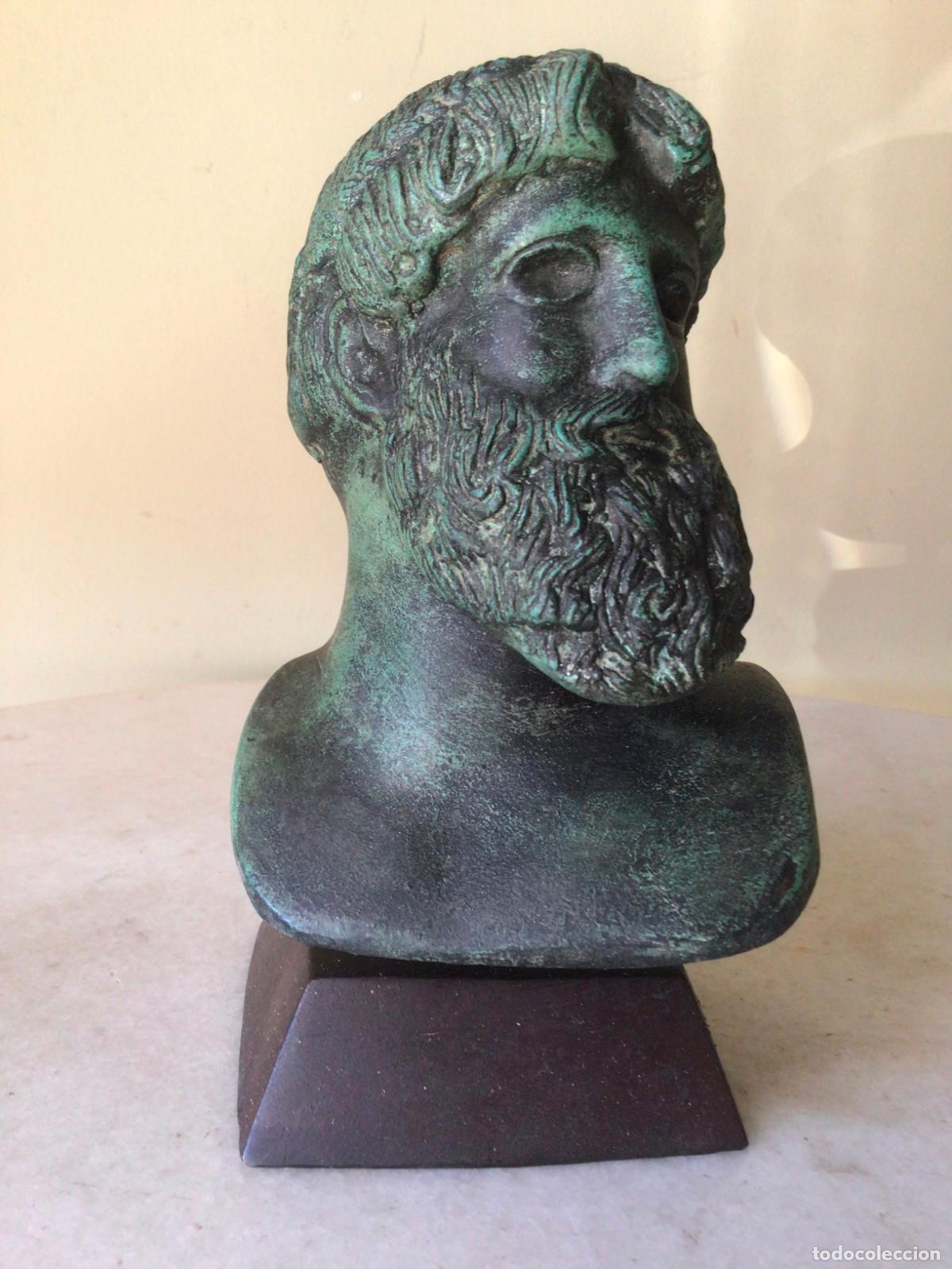Arte: MARAVILLOSO BUSTO CLASICO GRIEGO METALICO -ANTIGUO TALLER DE ARTISTA