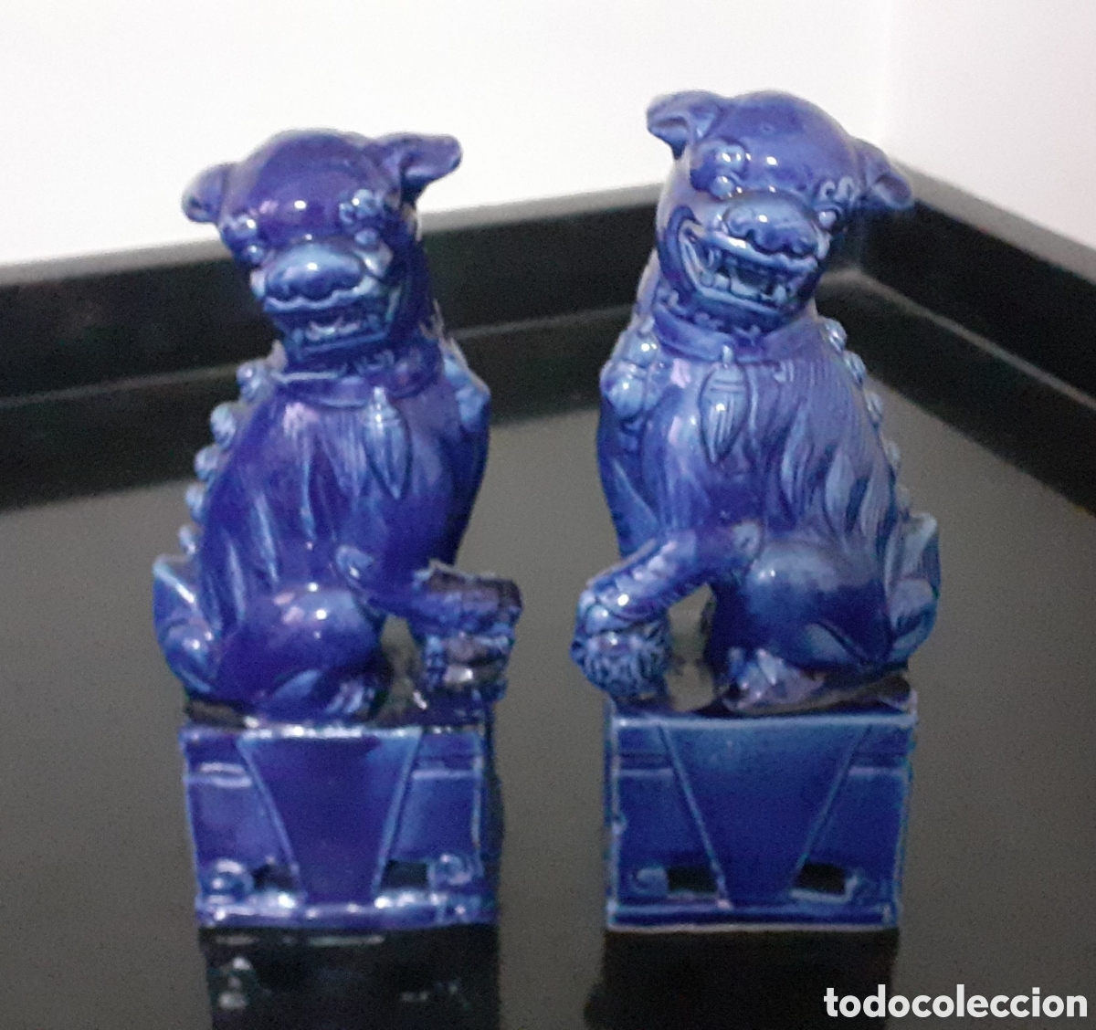 Arte: Pareja leones Fu guardianes chinos cer&aacute;mica