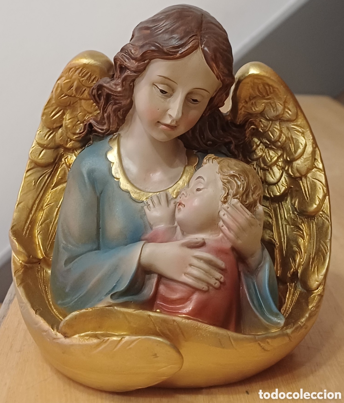 Arte: ANGEL GUARDA NI&Ntilde;O RESINA 15 CM NUEVO