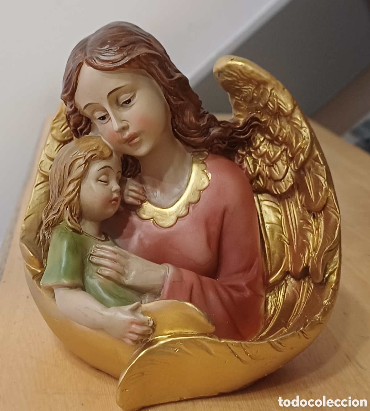 Arte: ANGEL GUARDA NI&Ntilde;A RESINA 15 CM NUEVO