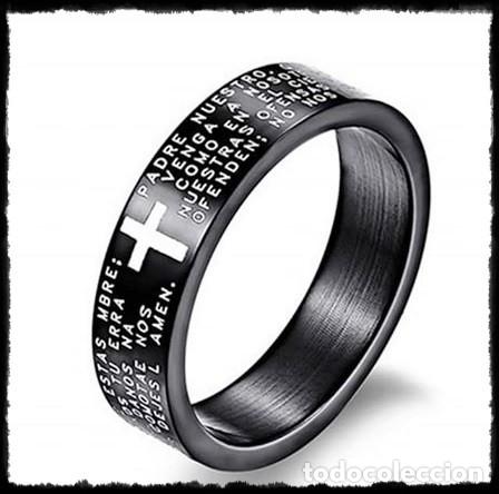 anillo de acero inoxidable color negro, con cru - Compra venta en  todocoleccion