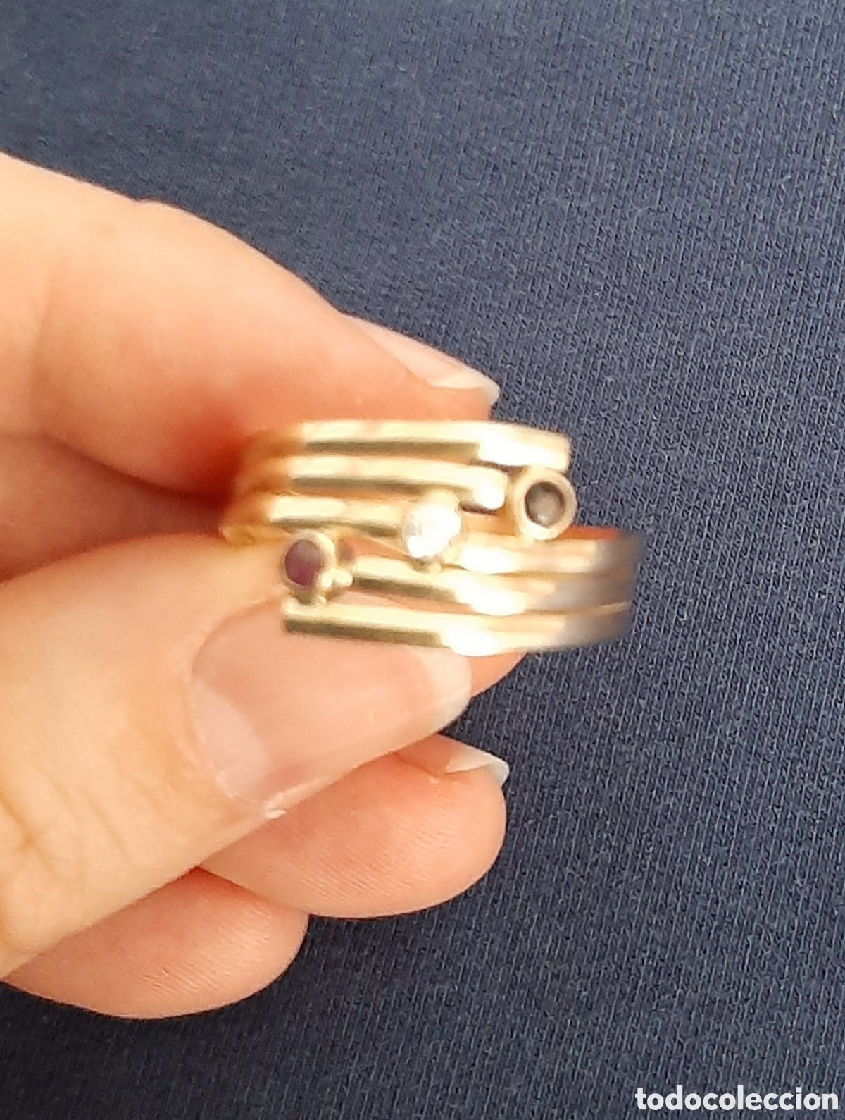 Artesan&iacute;a: ANILLO METAL CON 3 CIRCONITAS - Foto 3