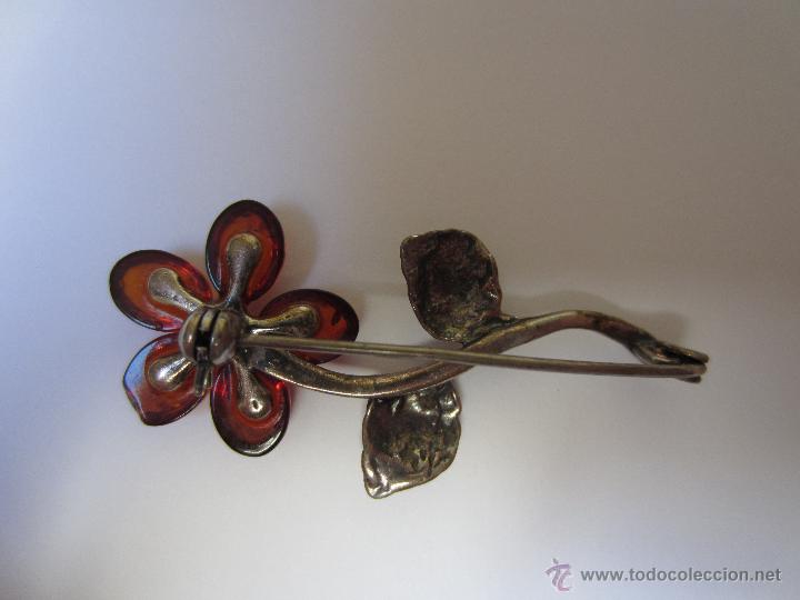 Artesan&iacute;a: Broche flor en plata y &aacute;mbar - Foto 2