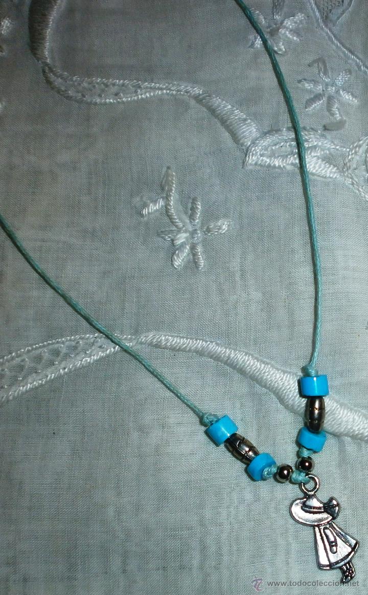 Artesanía: C4 Collar corto artesanal - Muñeca y abalorios plata tibetana - Cordón azul - Foto 2 - 44901229