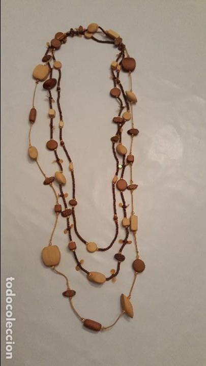 Artesan&iacute;a: LARGO COLLAR TRIPLE DE MADERAS TROPICALES, BAMBU, COCO... Largo maximo doblado 60 cm. - Foto 2