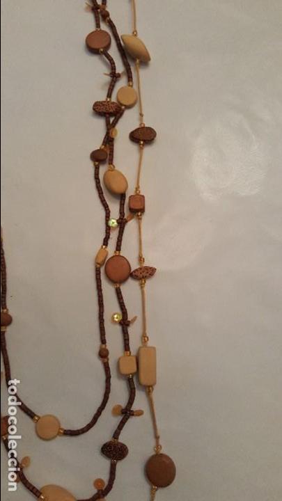 Artesan&iacute;a: LARGO COLLAR TRIPLE DE MADERAS TROPICALES, BAMBU, COCO... Largo maximo doblado 60 cm. - Foto 3