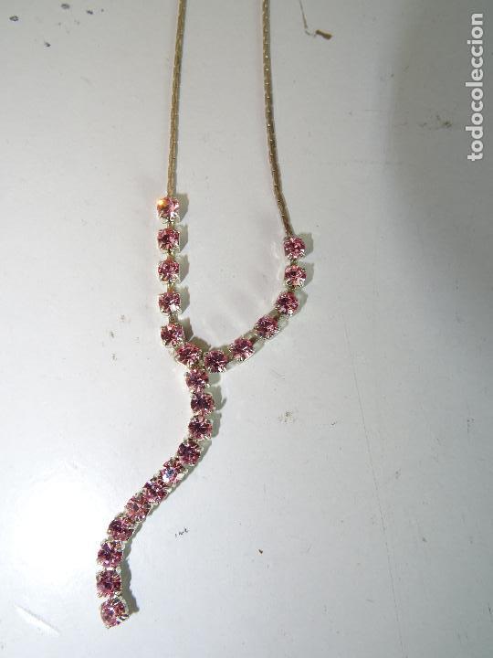 Artesan&iacute;a: COLLAR DE SIMIL BRILLANTES ROSA Y PLATA - Foto 4