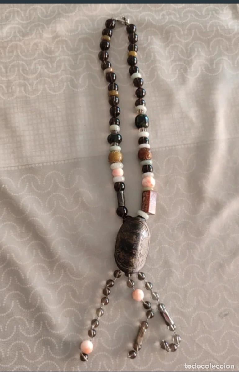Artesan&iacute;a: Colgante collar piedras tortuga amuleto sello chino suerte