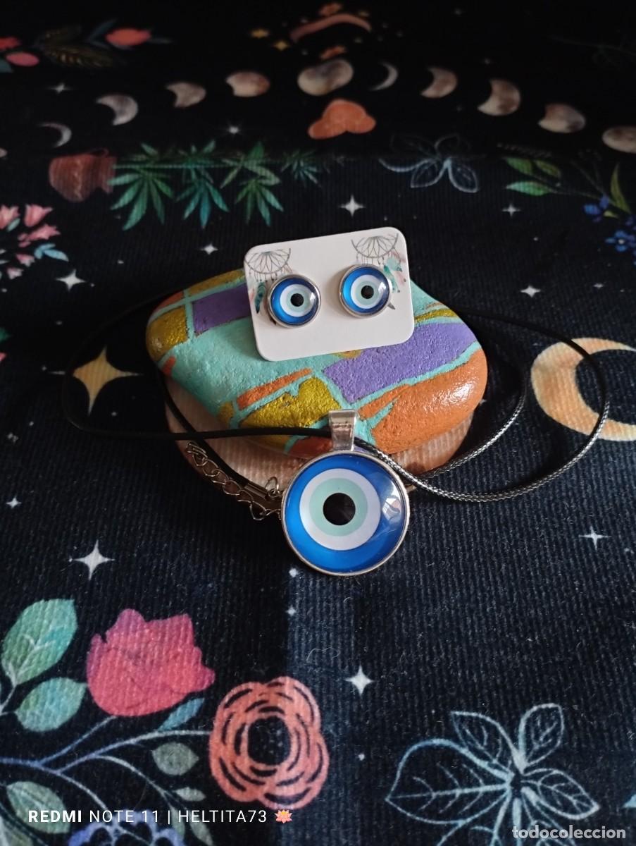 Artesan&iacute;a: Conjunto &rdquo;Ojo turco&rdquo;, colgante y pendientes cortos
