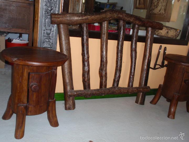 Artesan&iacute;a: 2 Mesitas rusticas y cabecero r&uacute;stico ciruelo. - Foto 2