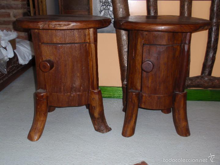 Artesan&iacute;a: 2 Mesitas rusticas y cabecero r&uacute;stico ciruelo. - Foto 3