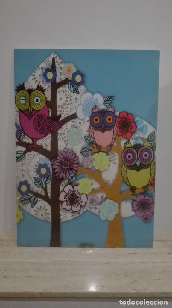 Artesan&iacute;a: Cuadro collage de buhos - Foto 1