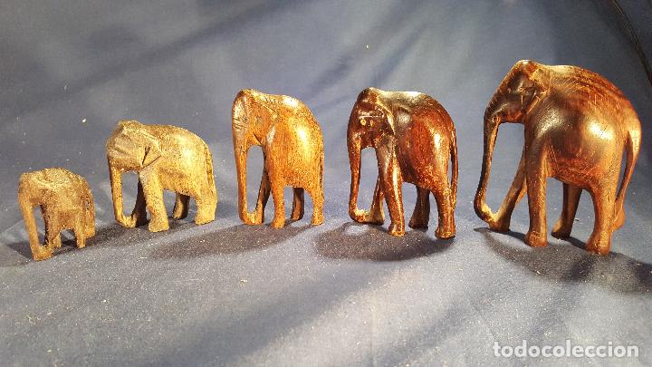 Artesan&iacute;a: 5 ELEFANTES DE MADERA - Foto 2