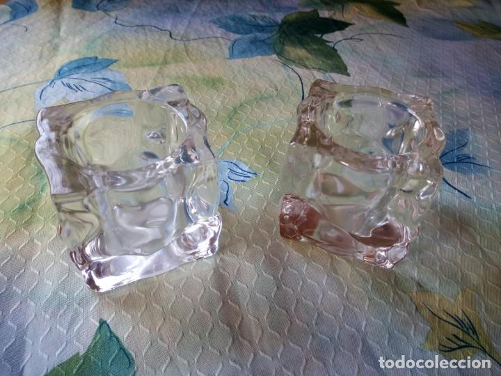 Artesanía: Lote de 2 portavelas de cristal forma de cubito de hielo. exclusively for partylite. - Foto 1 - 131447650