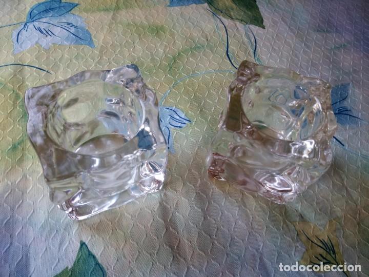 Artesanía: Lote de 2 portavelas de cristal forma de cubito de hielo. exclusively for partylite. - Foto 2 - 131447650