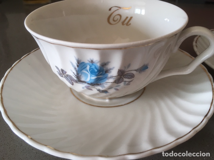 Handicraft: JUEGO DE PLATO Y TAZA,CON GRABADO TU Y YO EN COLOR ORO