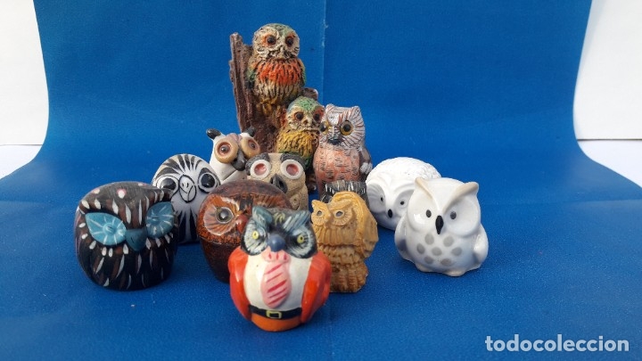 Artesan&iacute;a: Conjunto de 12 buhos. - Foto 1