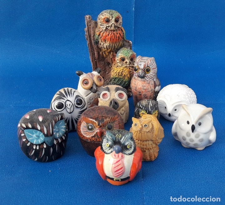 Artesan&iacute;a: Conjunto de 12 buhos. - Foto 3