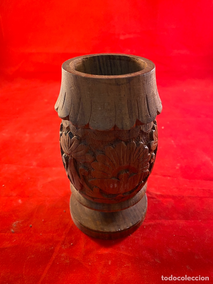 Artesan&iacute;a: Vaso de madera tallado India - Foto 2