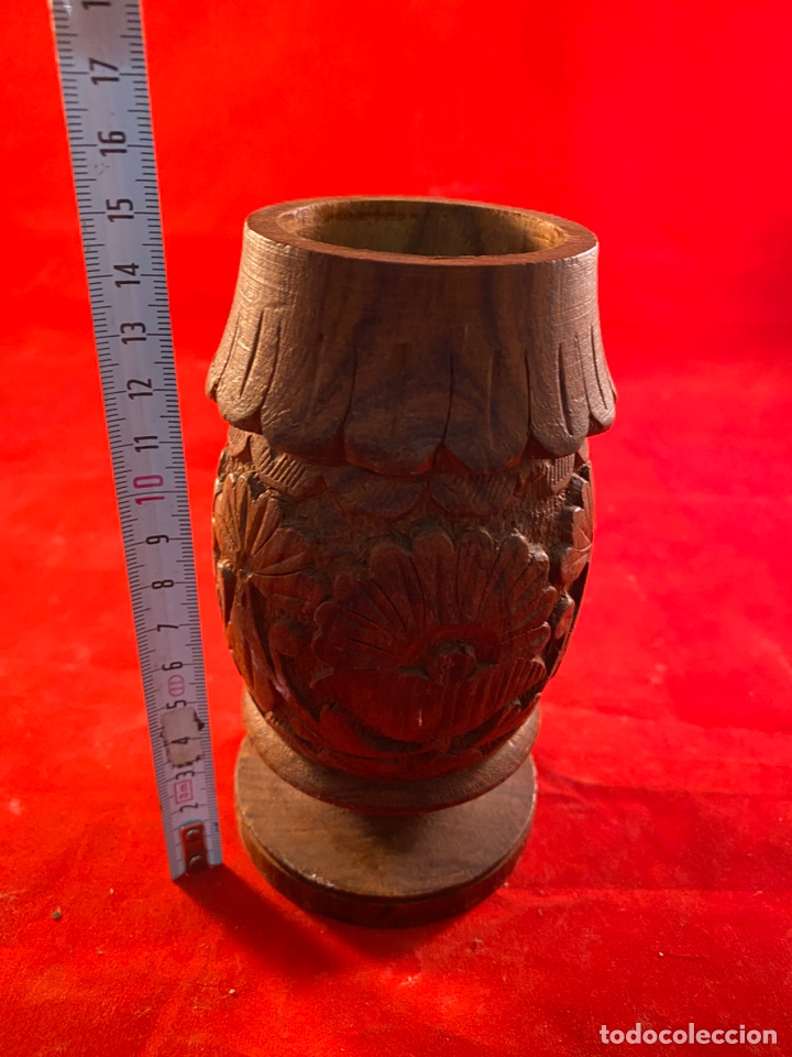 Artesan&iacute;a: Vaso de madera tallado India - Foto 4