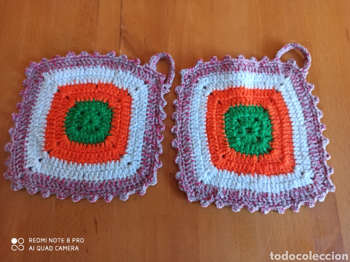 Artesan&iacute;a: agarraderas de ganchillo, sin usar. - Foto 1