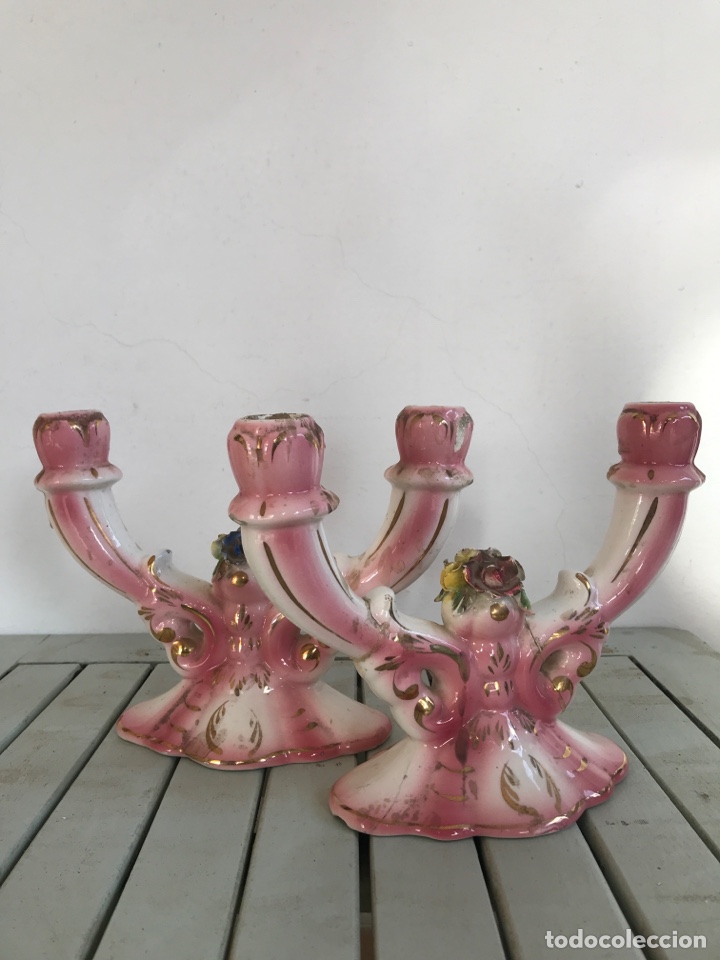 Artisanat: Pareja de candelabros de porcelana
