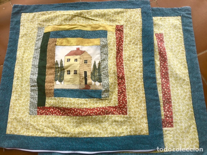 Artesan&iacute;a: DOS FUNDAS DE COJ&Iacute;N ALMOHADA CUADRANTE PACHWORK - Foto 2