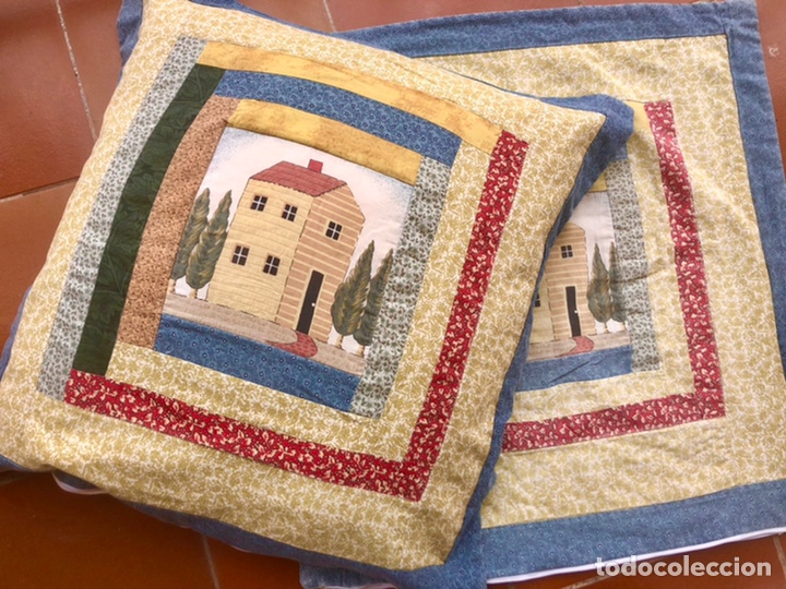 Artesan&iacute;a: DOS FUNDAS DE COJ&Iacute;N ALMOHADA CUADRANTE PACHWORK - Foto 4