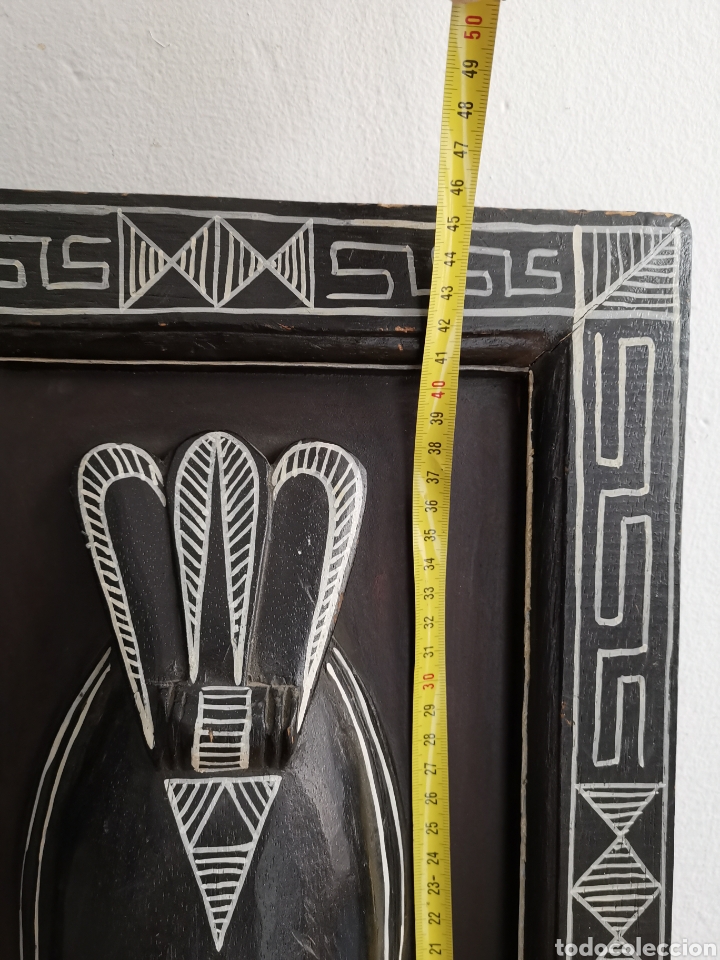Artesan&iacute;a: Cuadro de m&aacute;scara africana de madera. - Foto 3