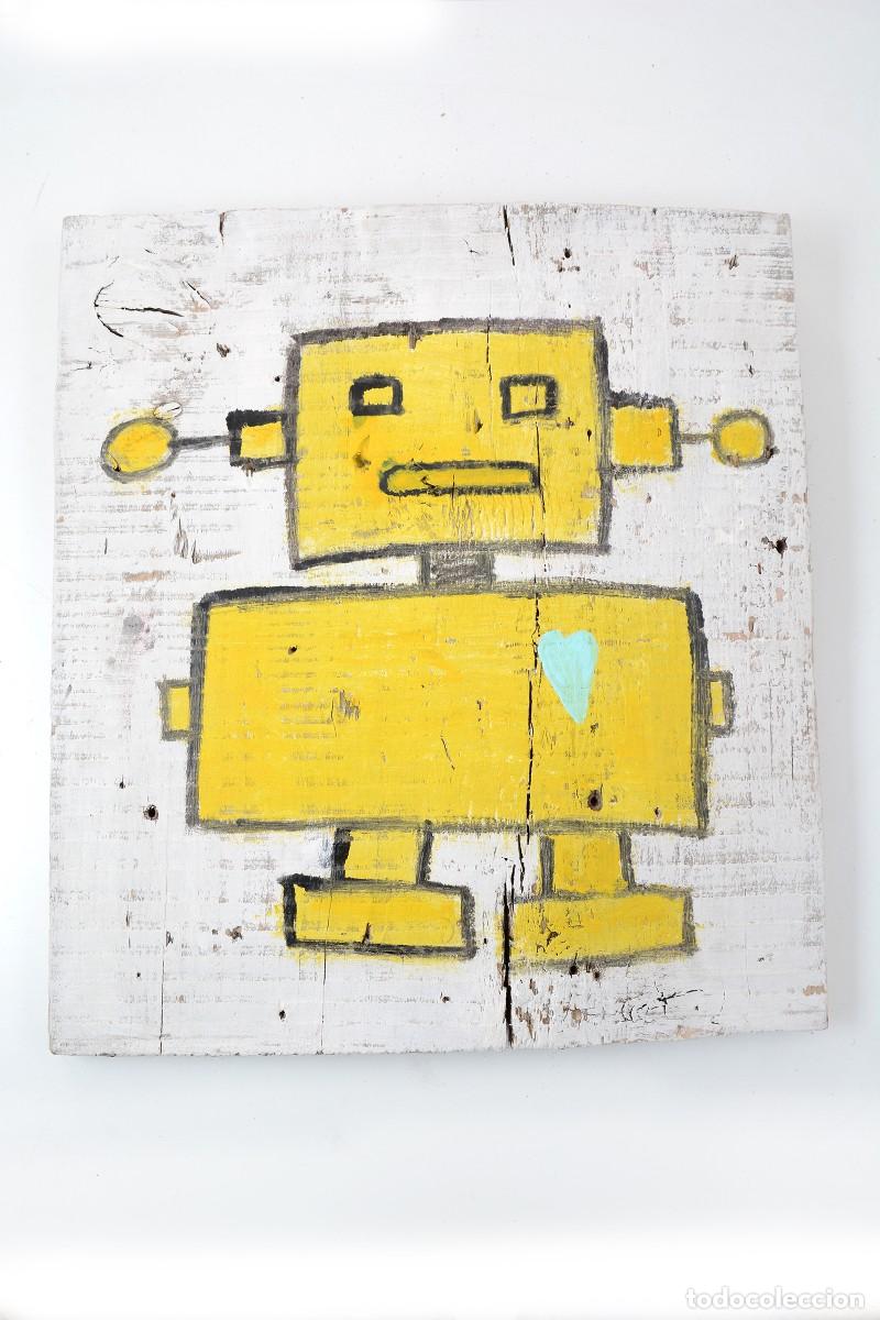Artesan&iacute;a: Cuadro de robot sobre madera - Foto 3