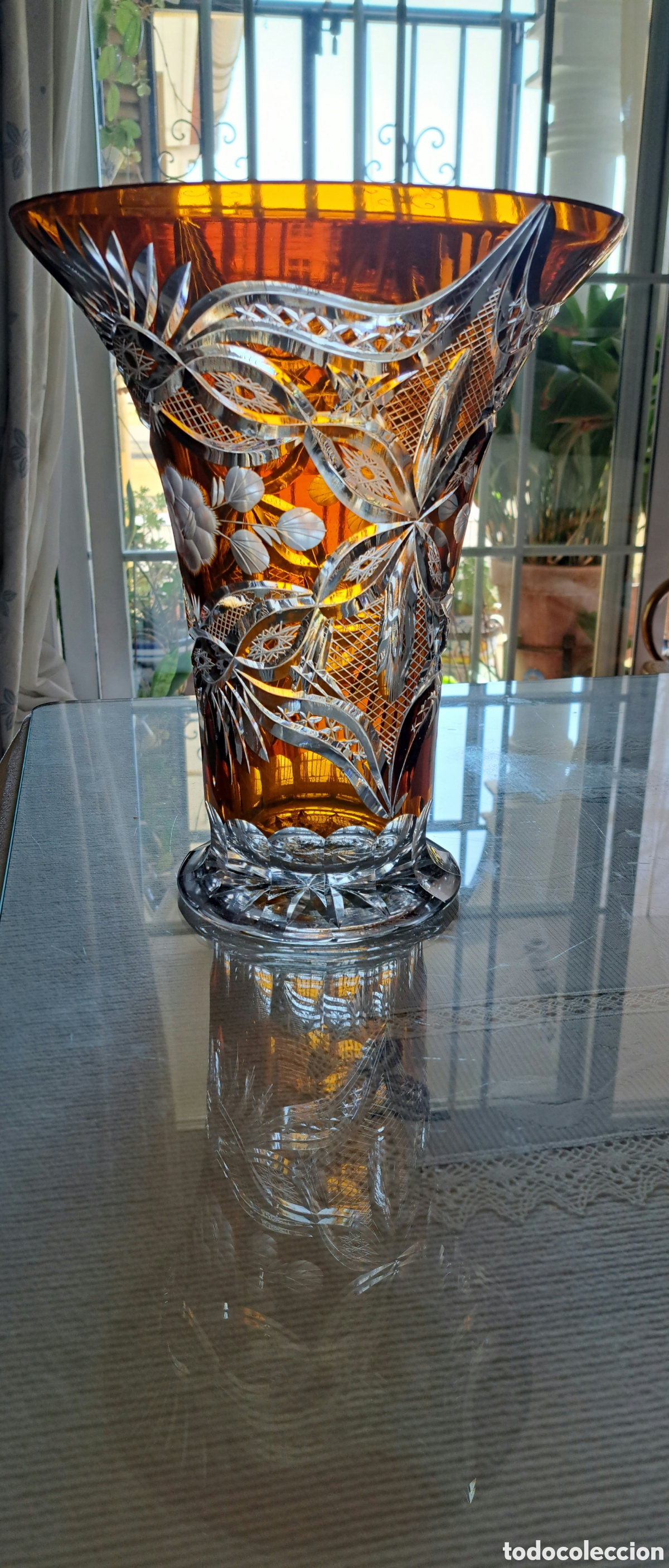 Artesan&iacute;a: Jarron Cristal Tallado Marron - Foto 2
