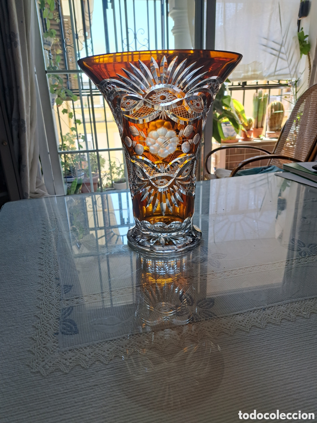 Artesan&iacute;a: Jarron Cristal Tallado Marron - Foto 3