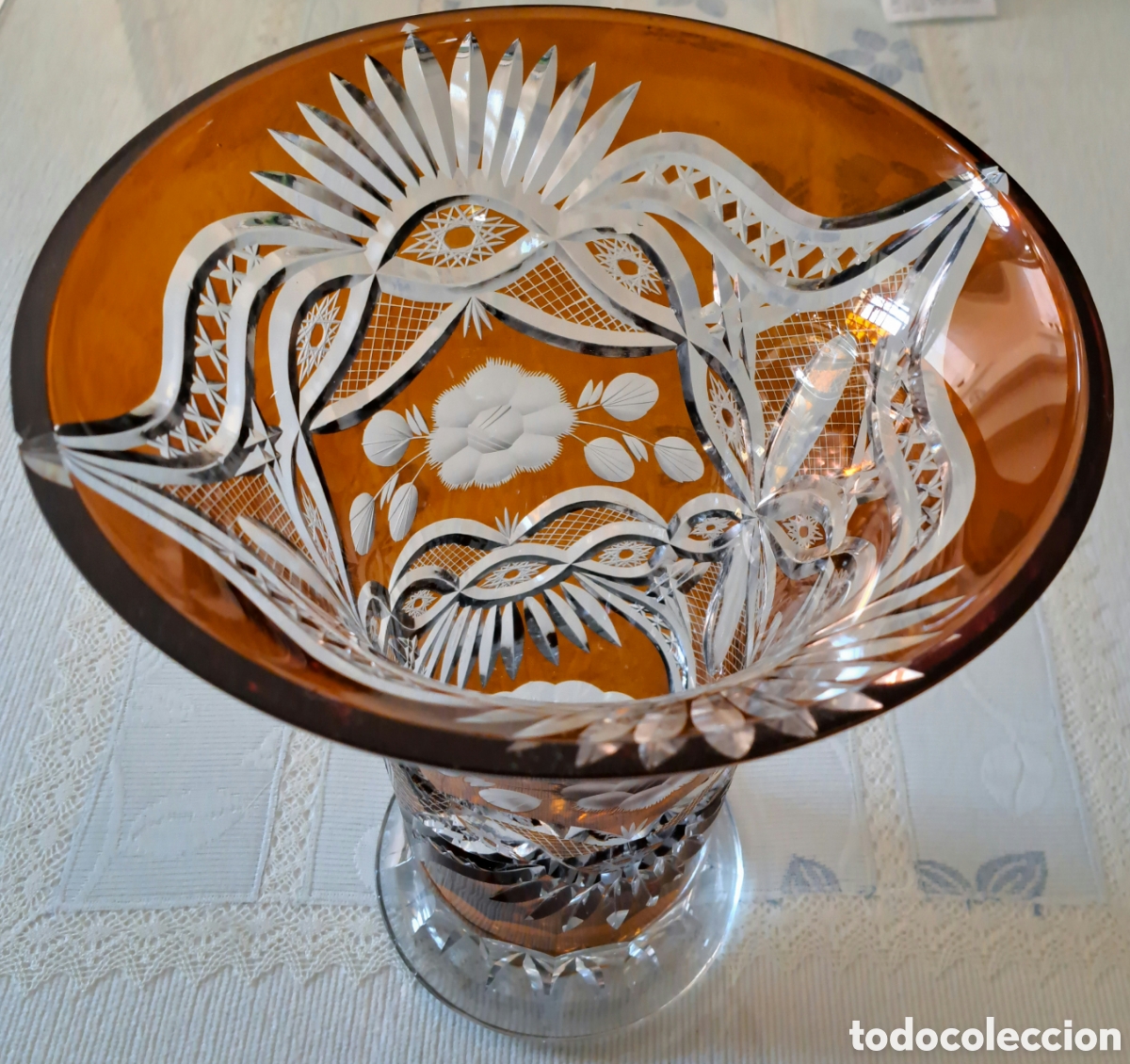 Artesan&iacute;a: Jarron Cristal Tallado Marron - Foto 4