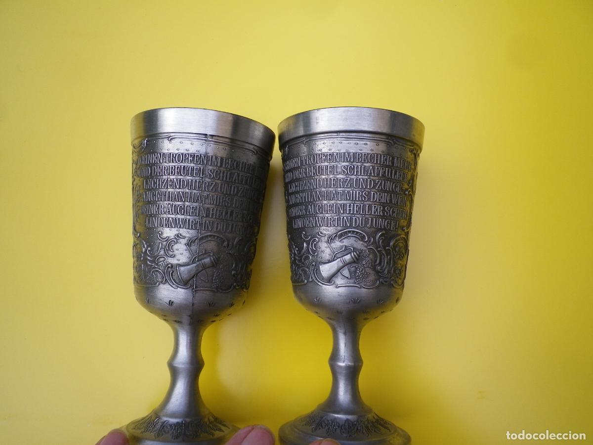 Artesan&iacute;a: Pareja de copas en peltre - Foto 2