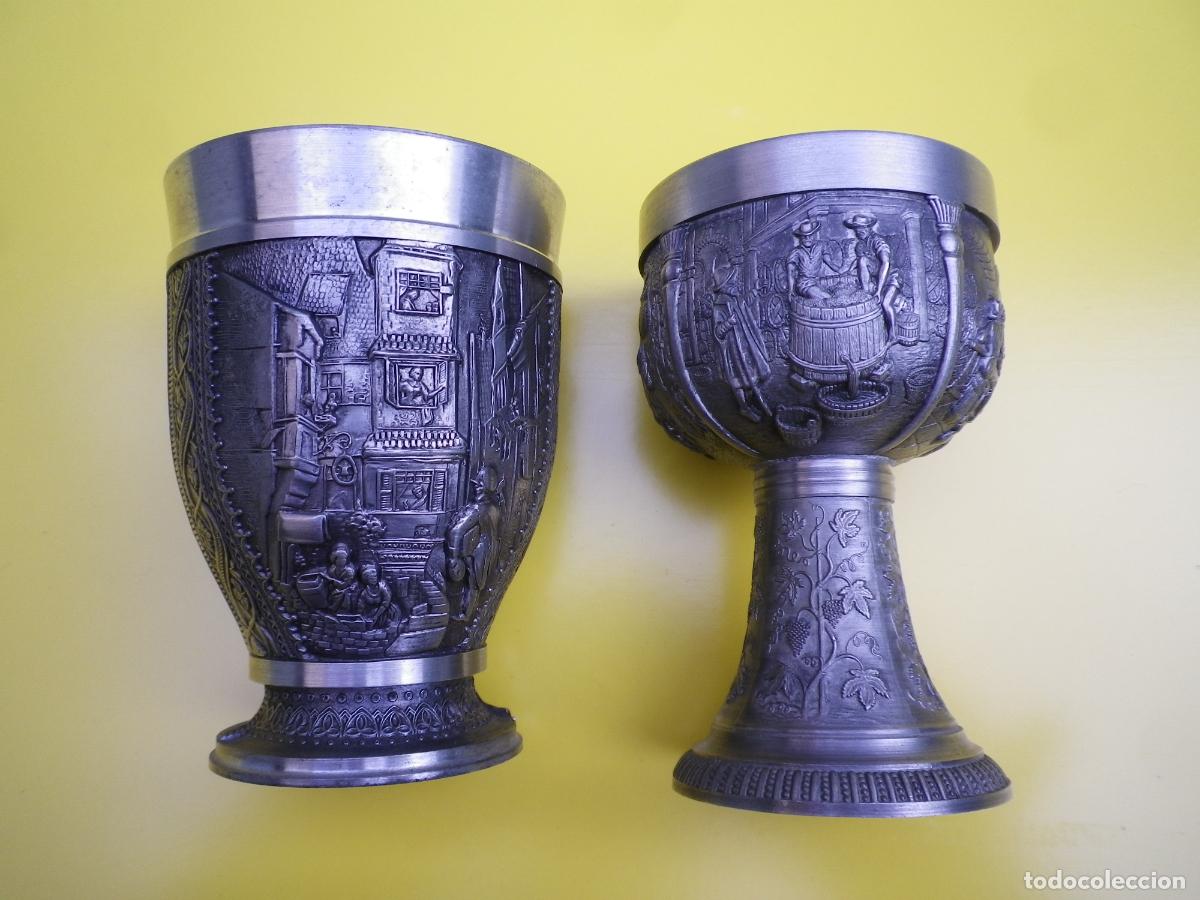 Artesan&iacute;a: Dos copas de peltre, muy decoradas - Foto 1