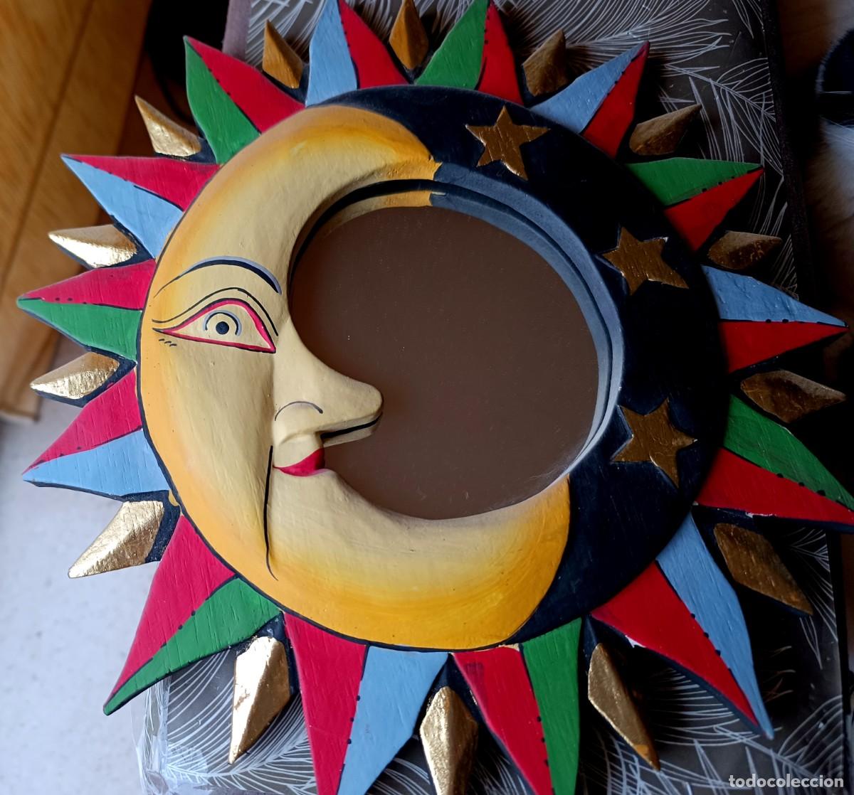 Artesan&iacute;a: Espejo sol y luna. Madera. 30 cms - Foto 1