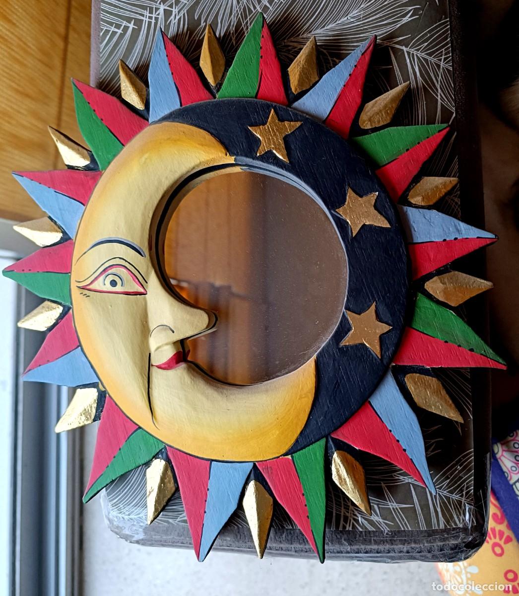 Artesan&iacute;a: Espejo sol y luna. Madera. 30 cms - Foto 2