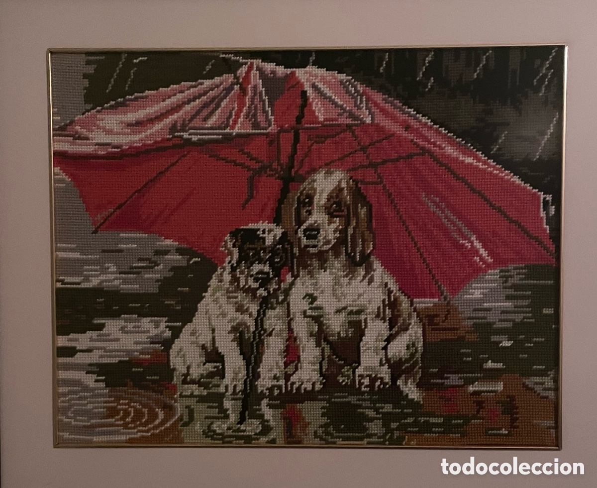 Artesan&iacute;a: Cuadro perros petit point - Foto 2