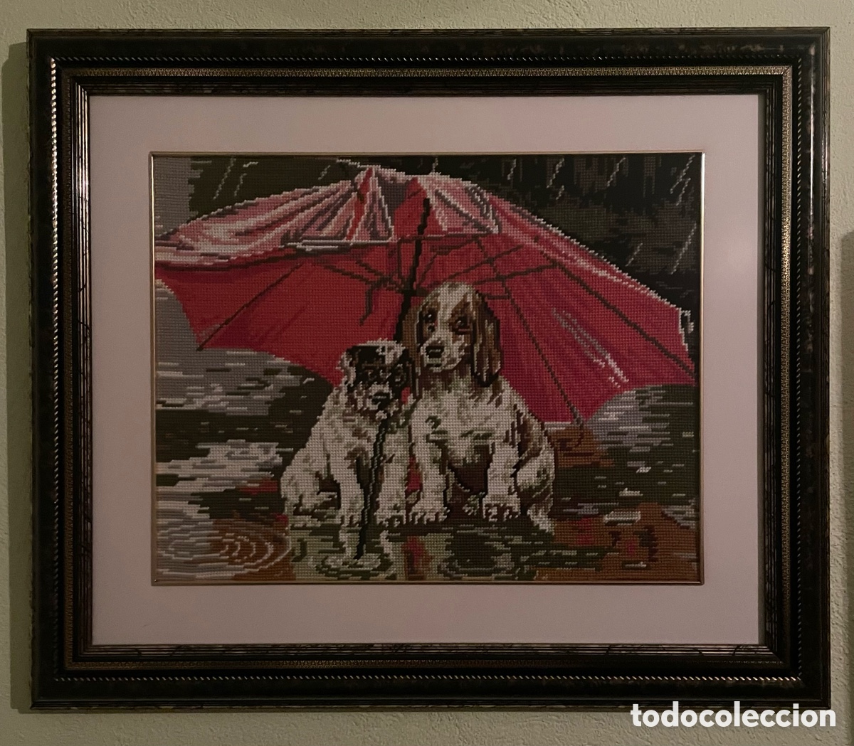 Artesan&iacute;a: Cuadro perros petit point - Foto 1