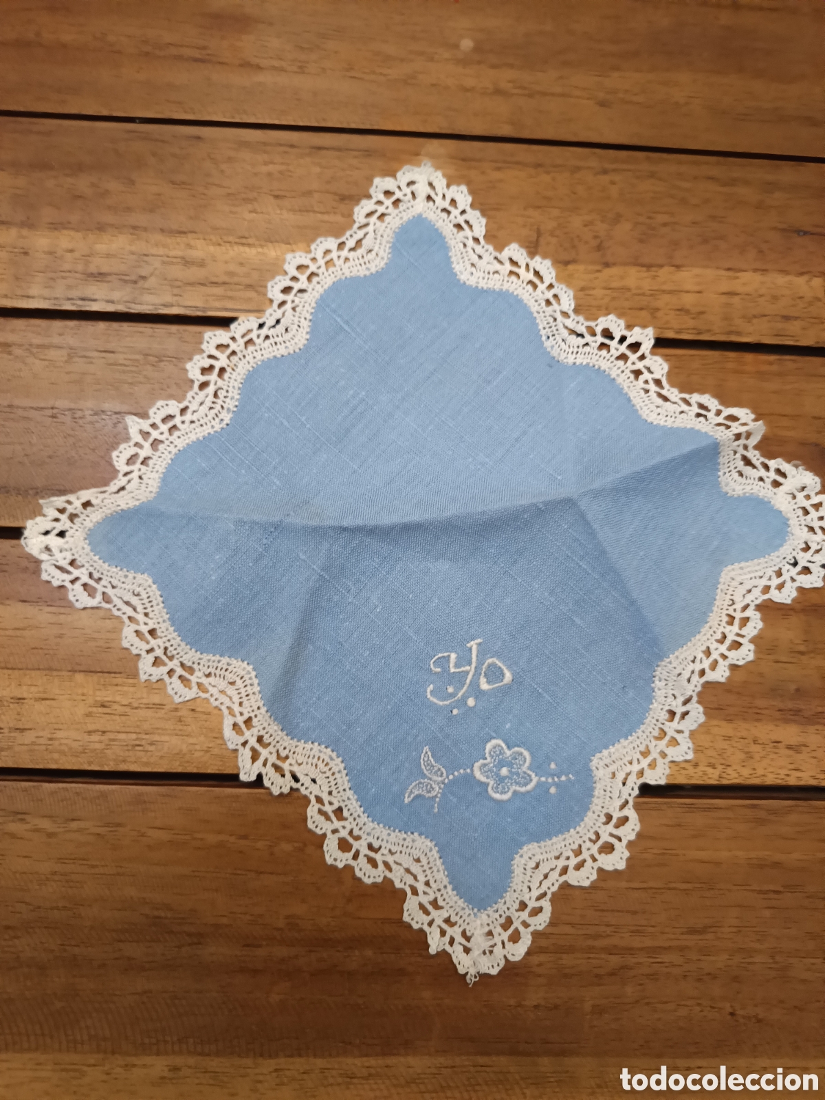 Artesan&iacute;a: Servilletas TU y YO de lino azul - Foto 2