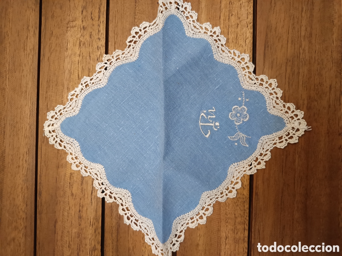 Artesan&iacute;a: Servilletas TU y YO de lino azul - Foto 1