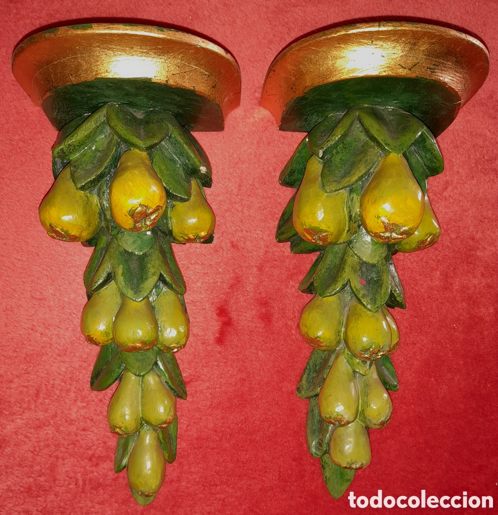 Artesan&iacute;a: M&eacute;nsulas madera peras y hojas 1973 - Foto 1
