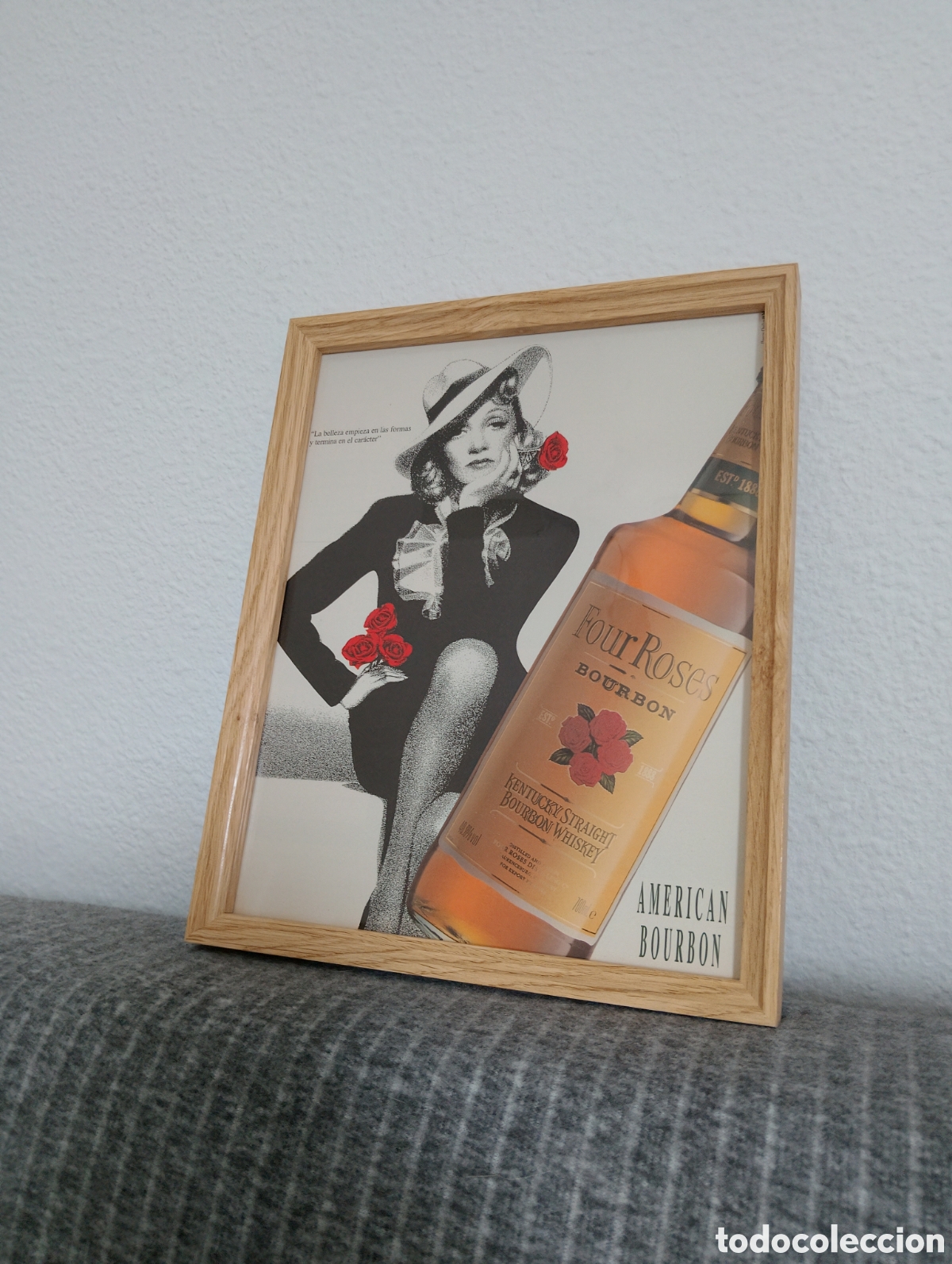 Artesan&iacute;a: Four Roses Bourbon whisky publicidad vintage enmarcada
