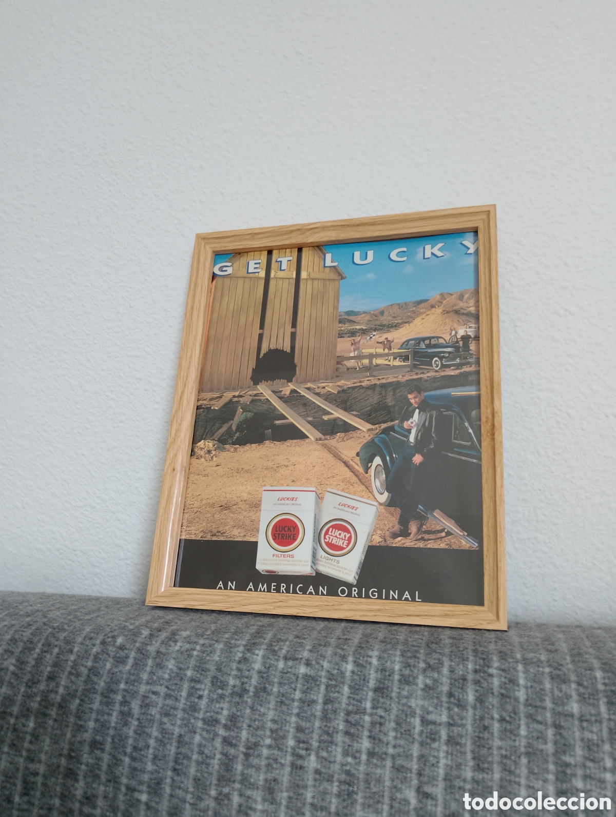 Artesan&iacute;a: Lucky strike publicidad enmarcada vintage tabaco