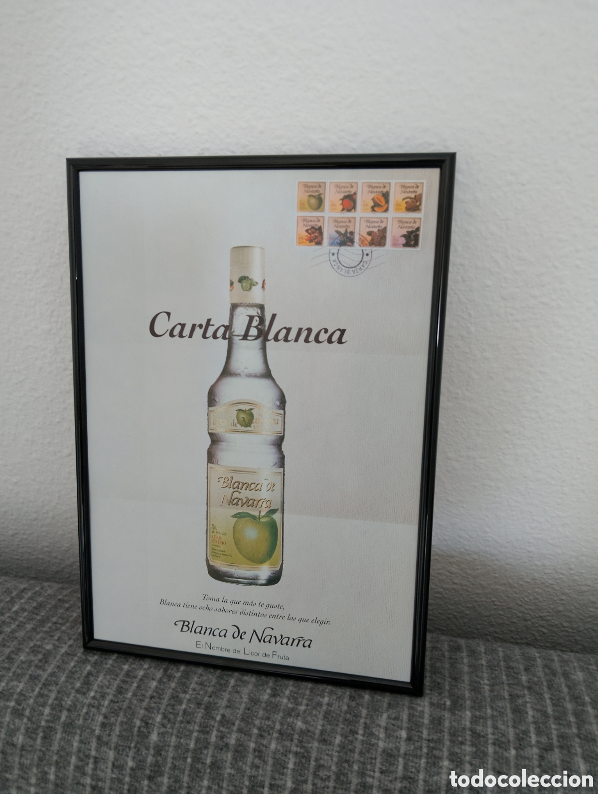 Artesan&iacute;a: Blanca de Navarra licor publicidad enmarcada vintage