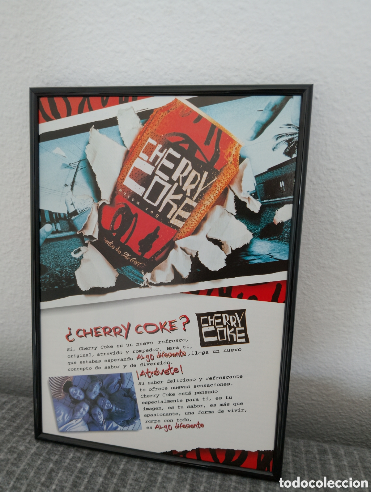 Artesan&iacute;a: Cherry coke Cocacola Publicidad enmarcada vintage